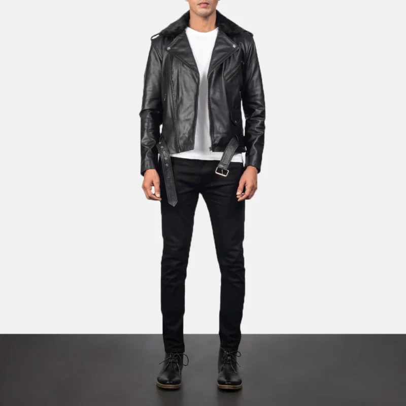 Biker Jacket With Fur Collar Mens
