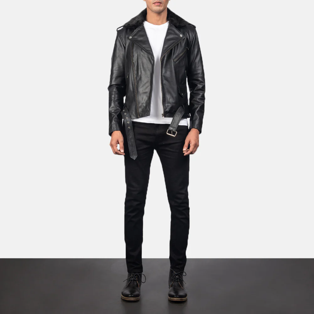 Biker Jacket With Fur Collar Mens