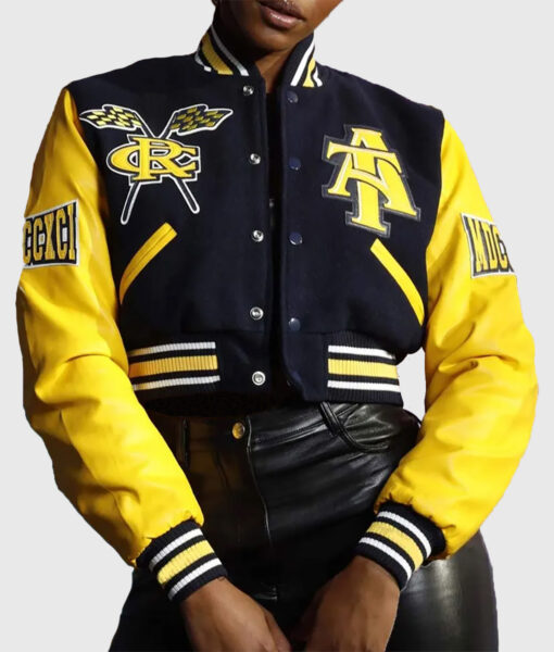 Black And Yellow Varsity Jacket Cropped