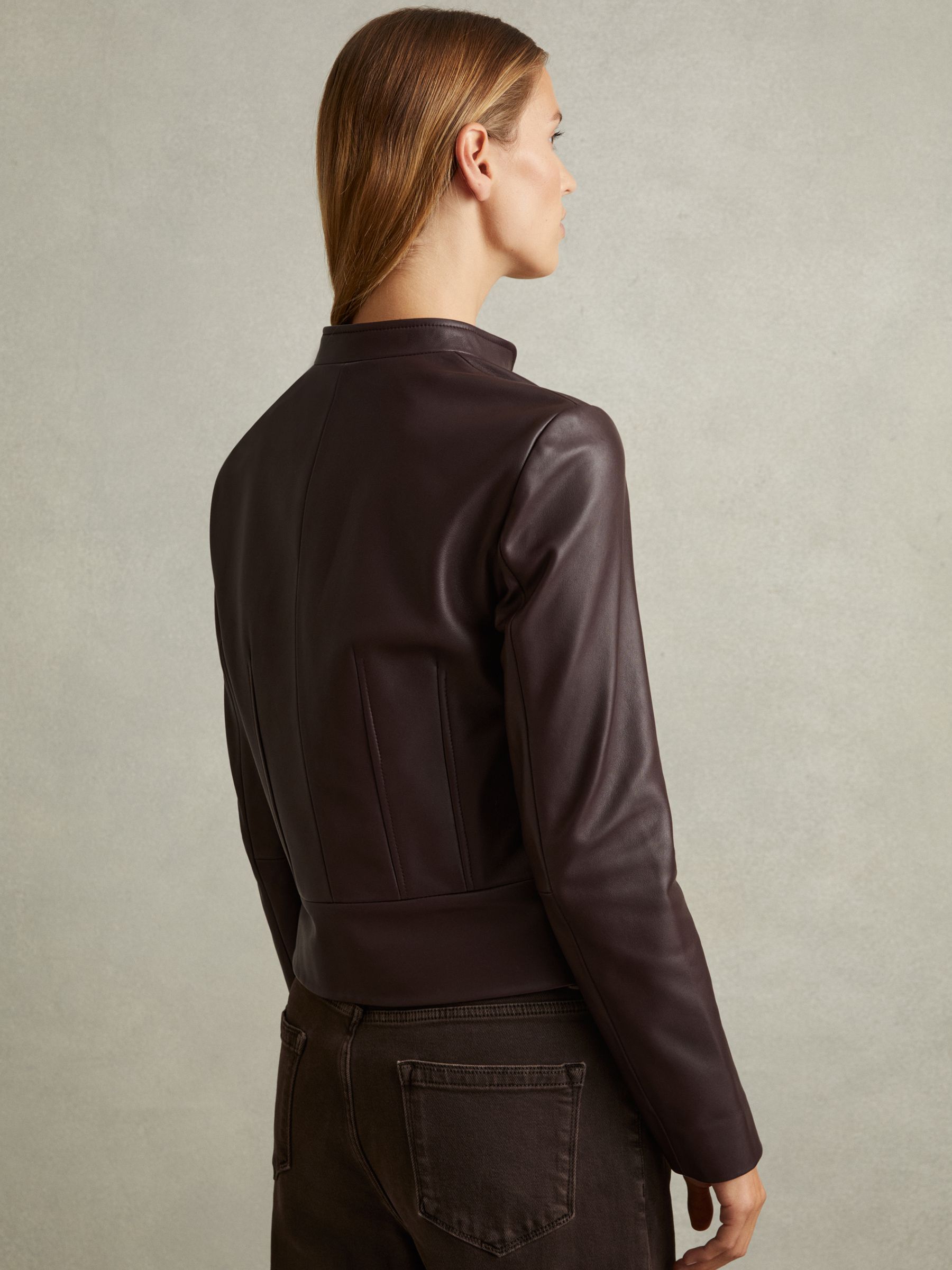 Black Collarless Biker Jacket