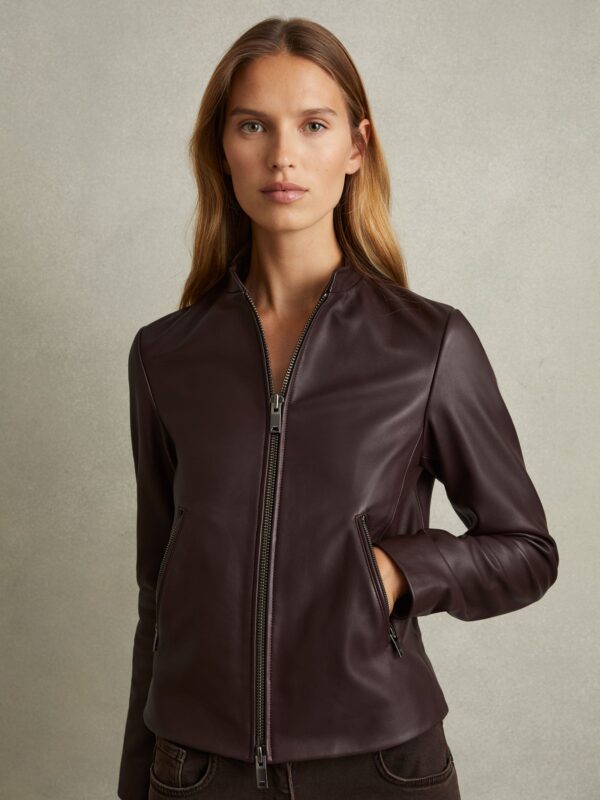 Black Collarless Biker Jacket