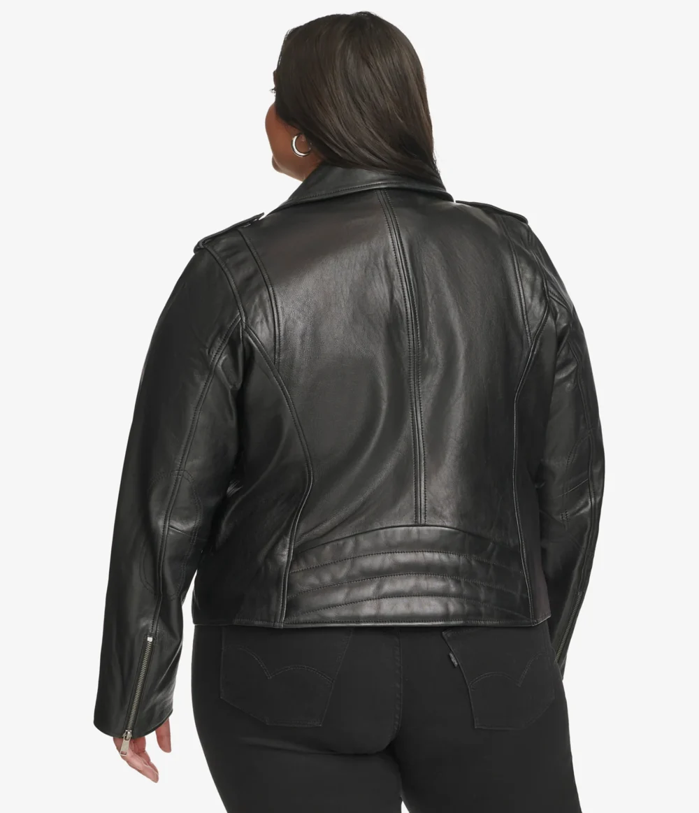 Black Leather Biker Jacket Plus Size