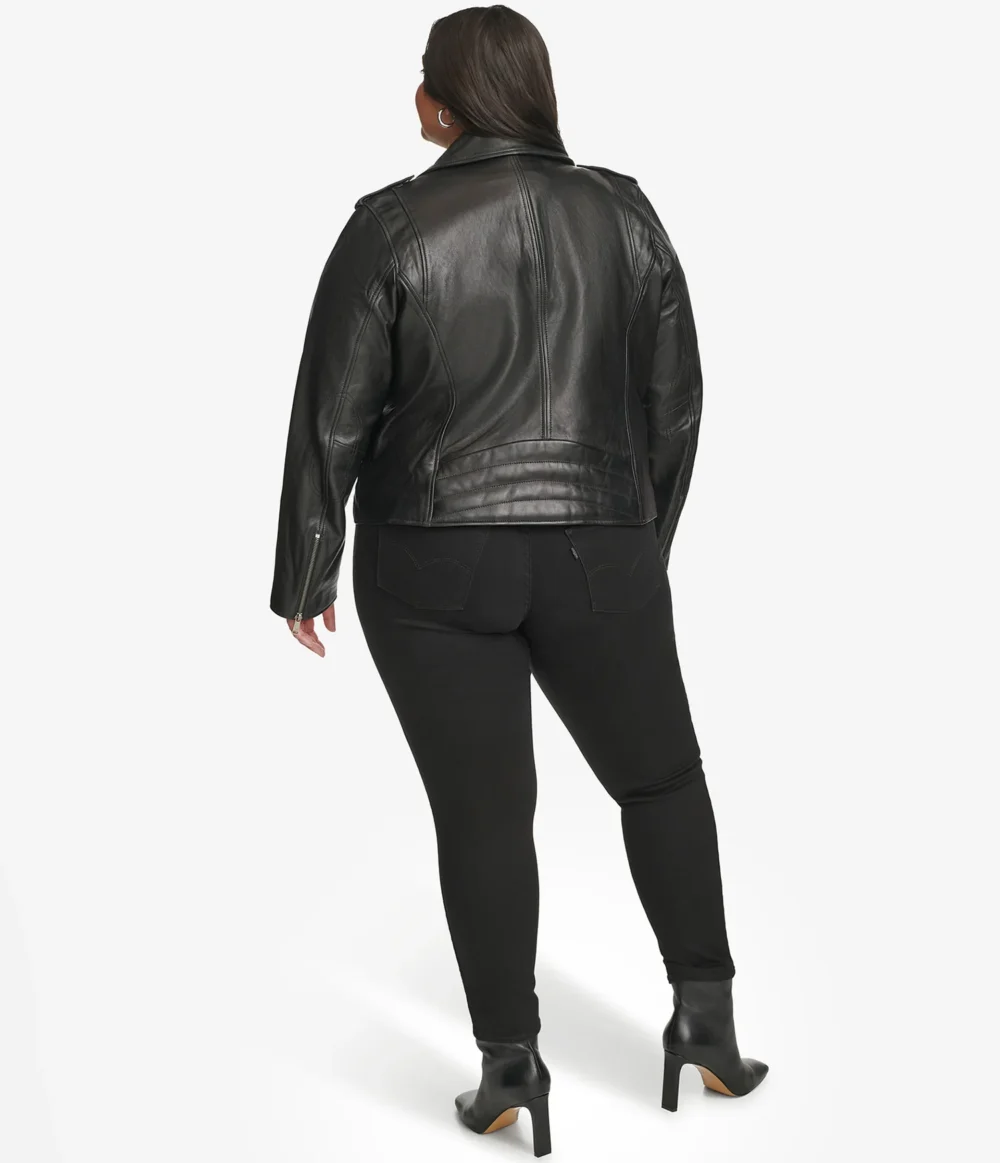 Black Leather Biker Jacket Plus Size