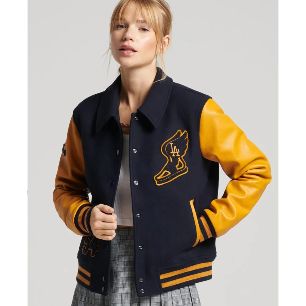 Black Yellow Varsity Jacket Womens