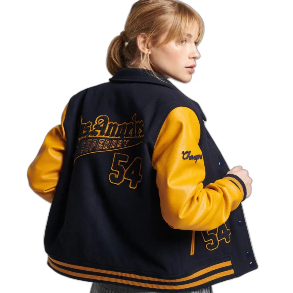 Black Yellow Varsity Jacket Womens
