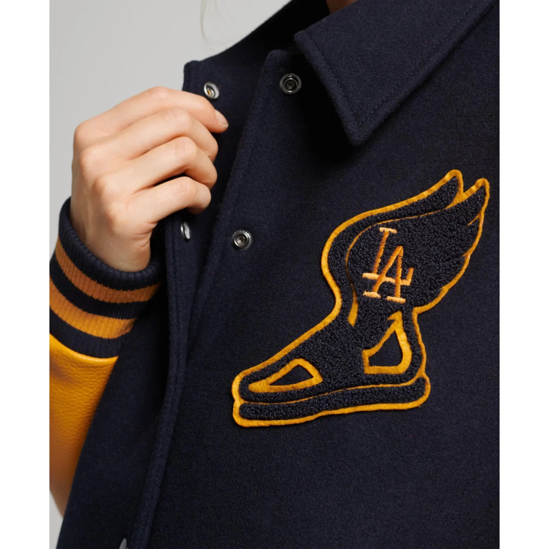 Black Yellow Varsity Jacket Womens