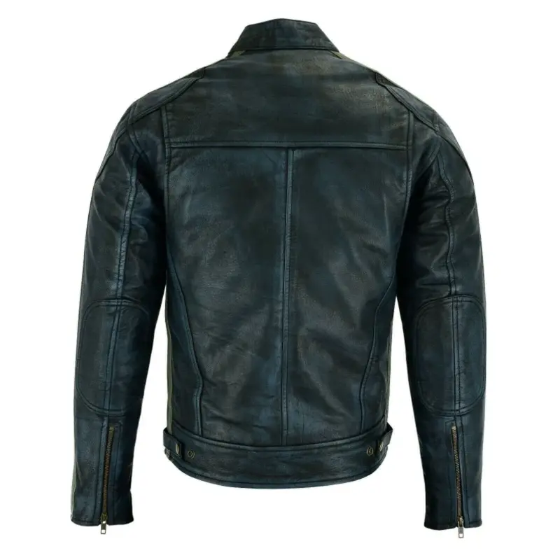 Charcoal Black Cafe Racer Leather Jacket