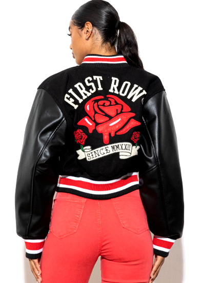 Cropped Leather Varsity Jacket