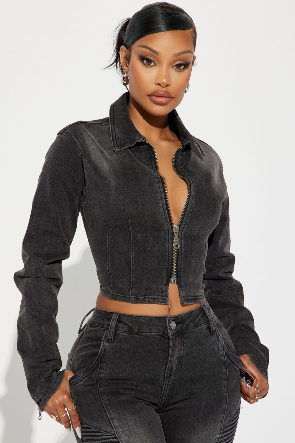 Denim Moto Jacket Black