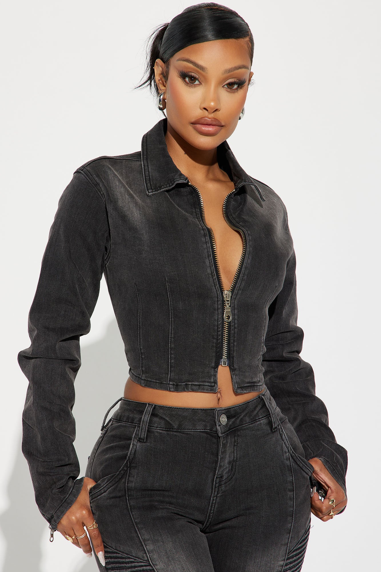 Denim Moto Jacket Black