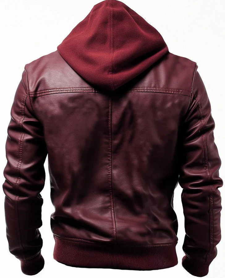 Men Maroon Designer Biker Leather Jacket