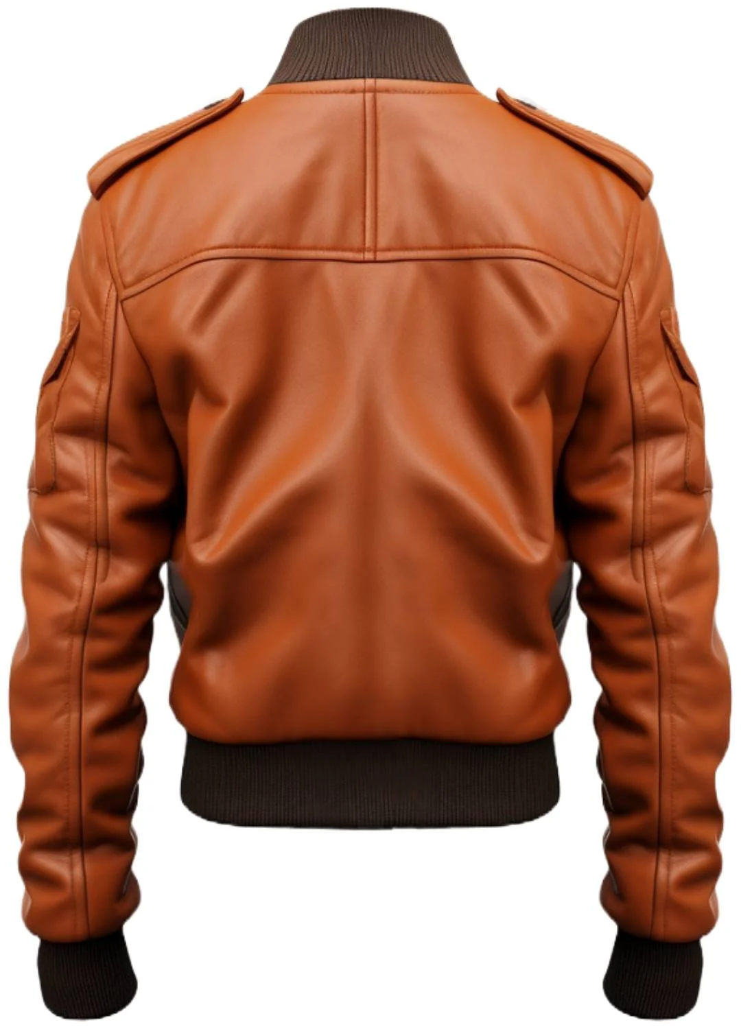 Men Strap Pocket Bomber Leather Jacket