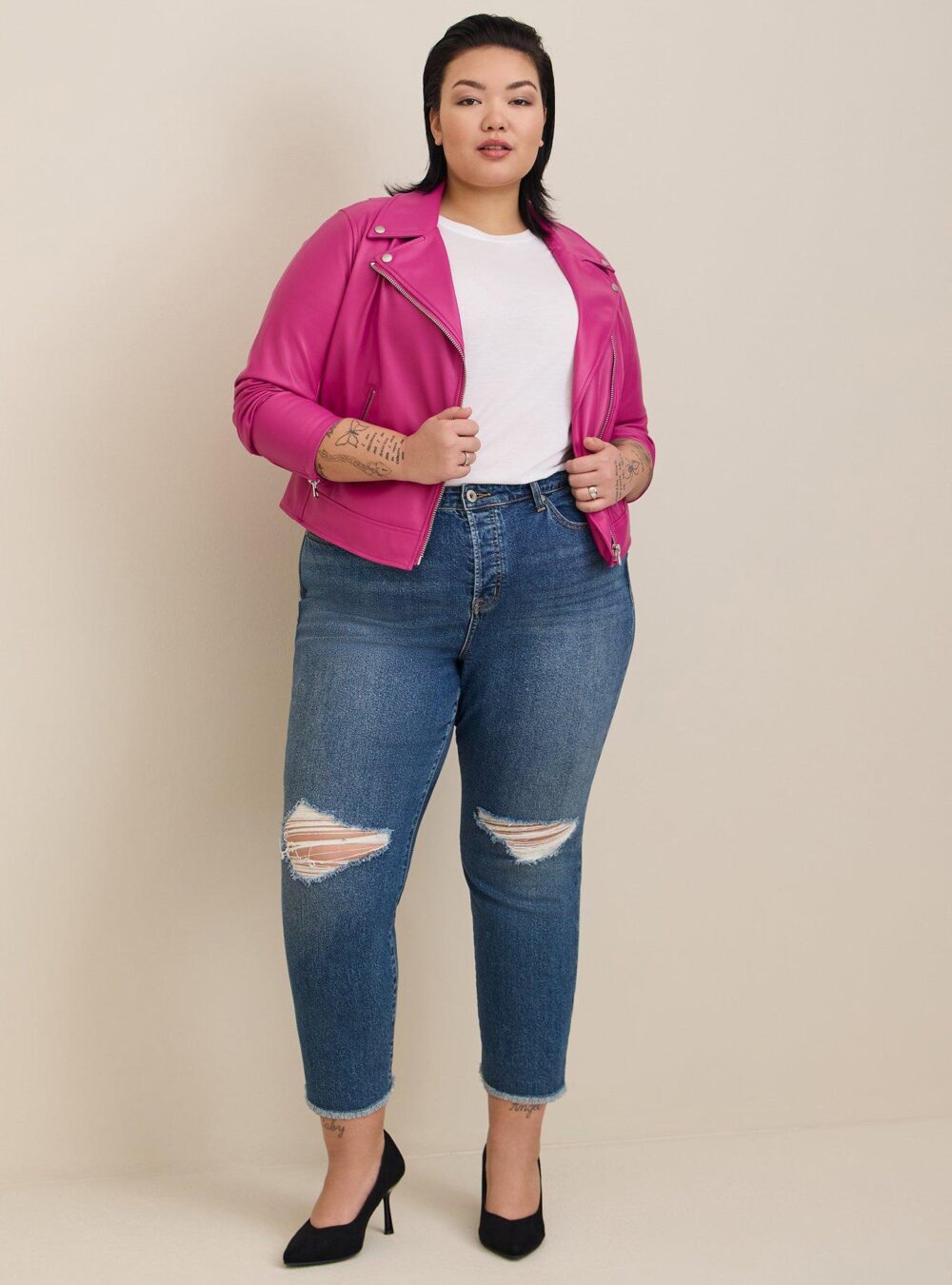 Plus Size Pink Biker Jacket