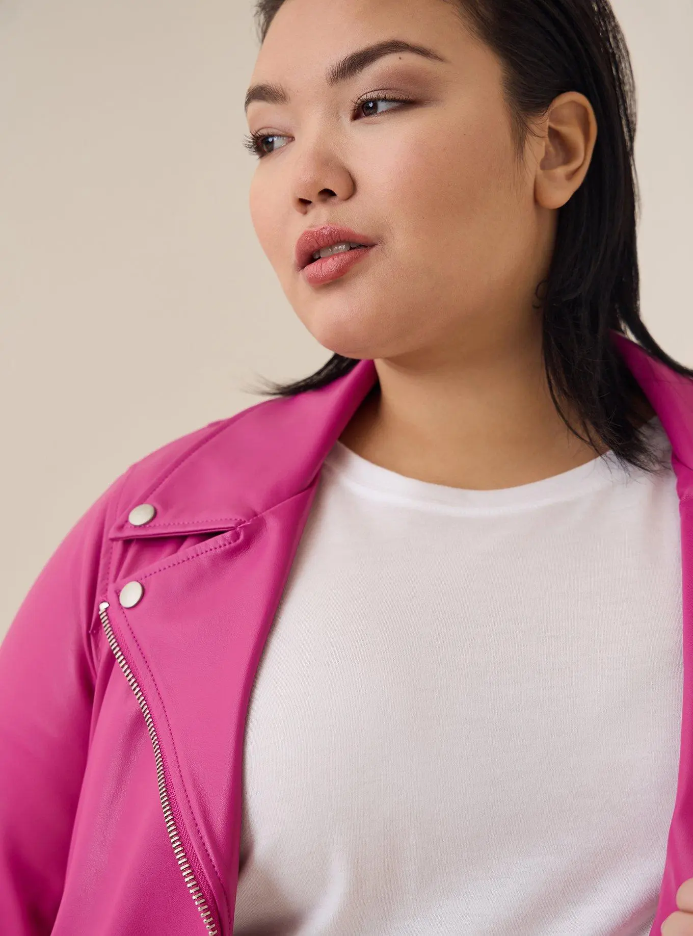 Plus Size Pink Biker Jacket