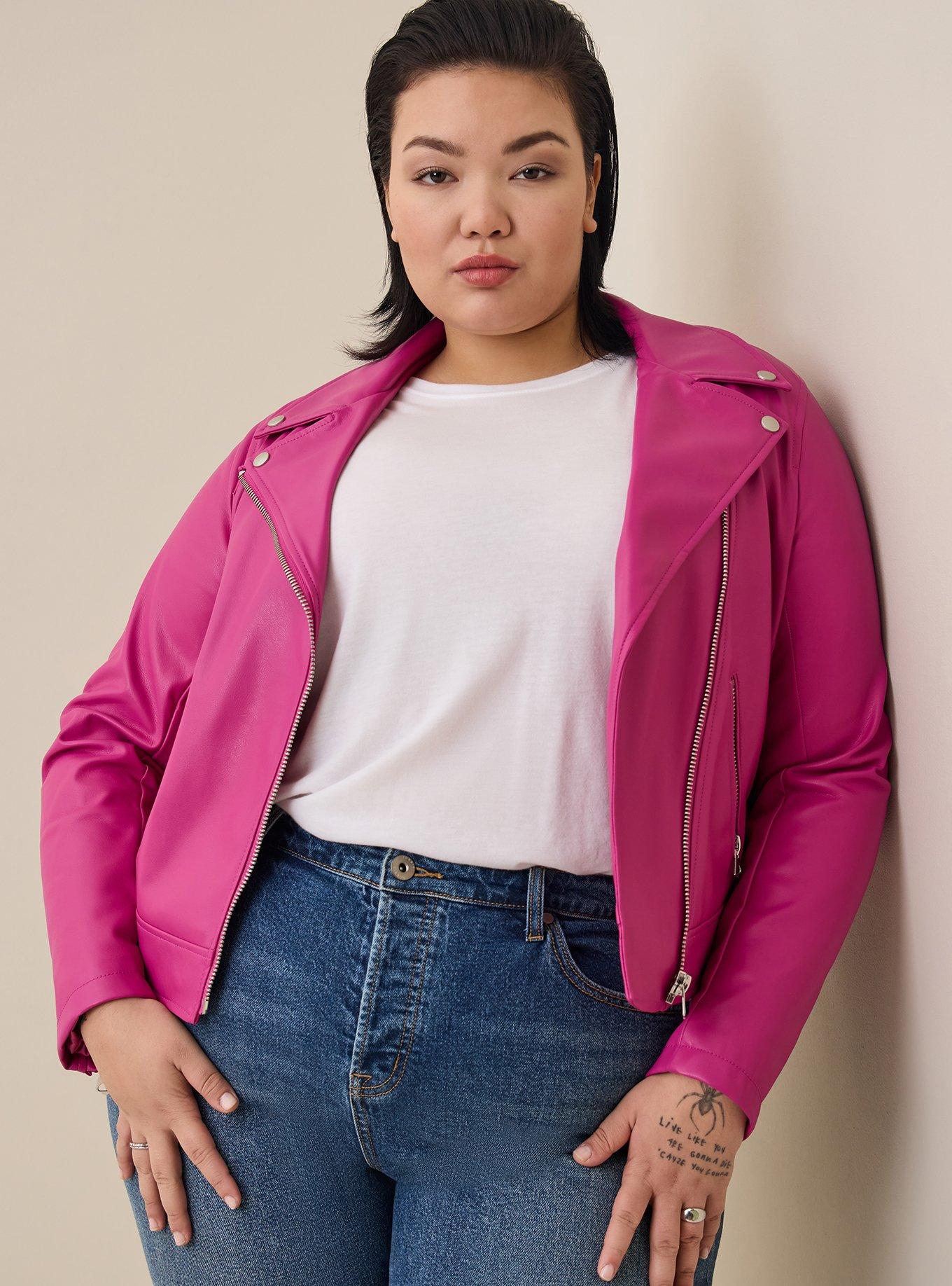 Plus Size Pink Biker Jacket