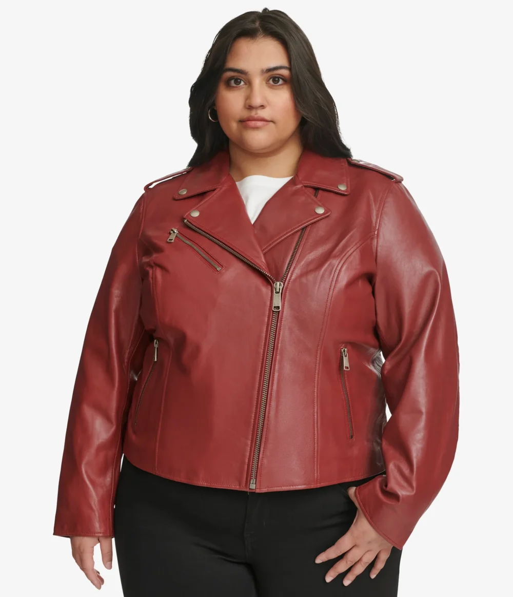 Plus Size Red Biker Jacket