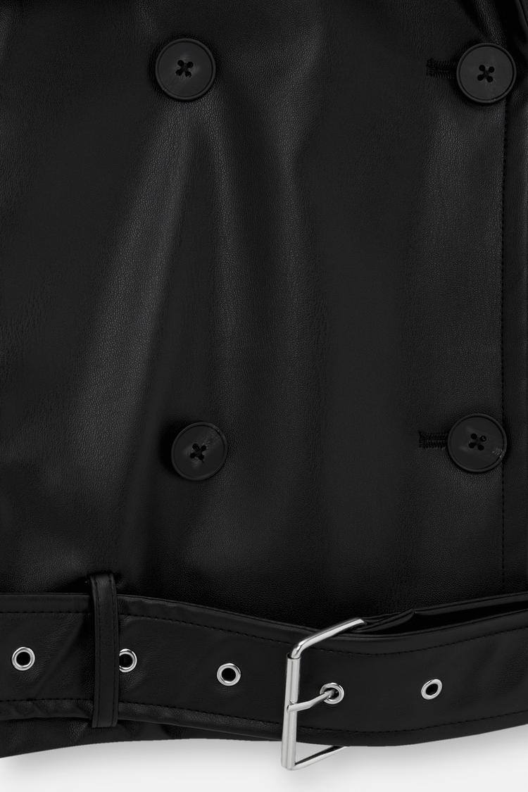 Pull And Bear Faux Leather Biker Jacket In Black