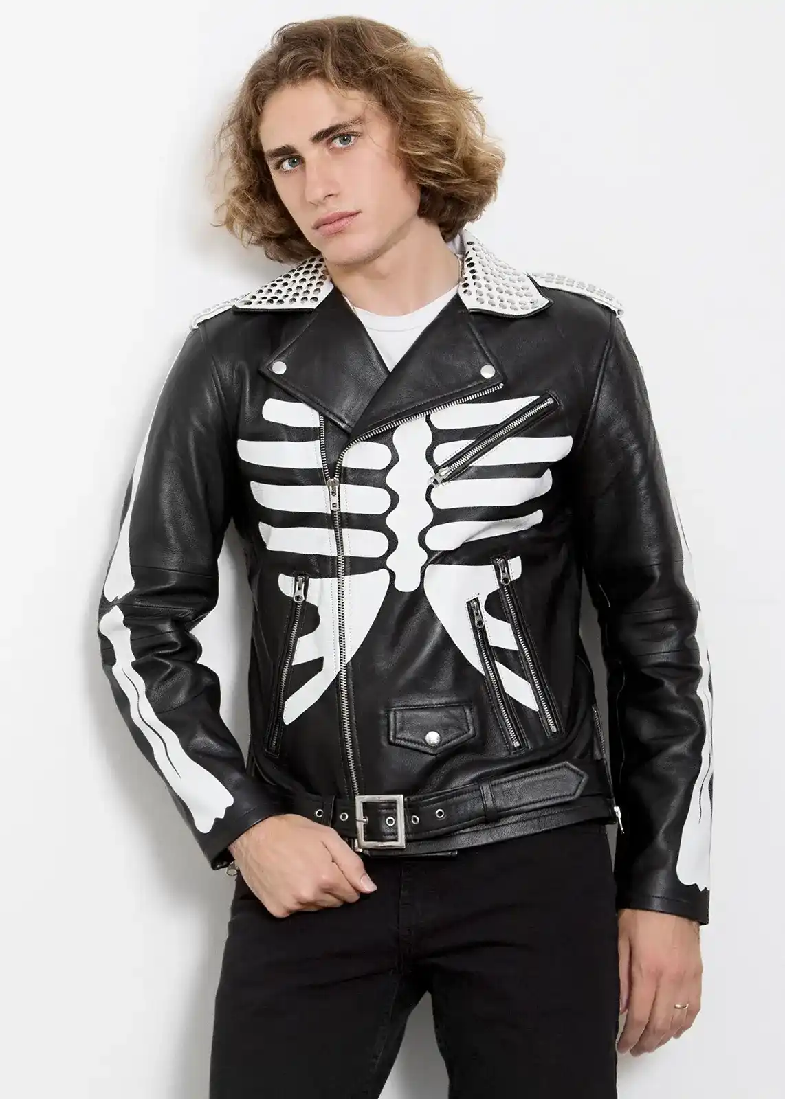 Skeleton Leather Biker Jacket
