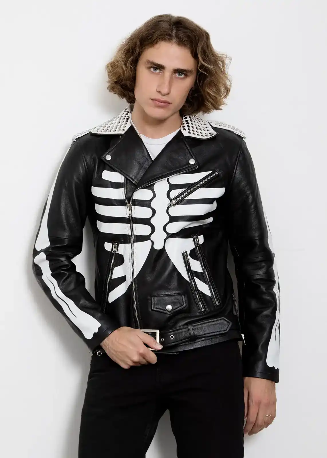 Skeleton Leather Biker Jacket