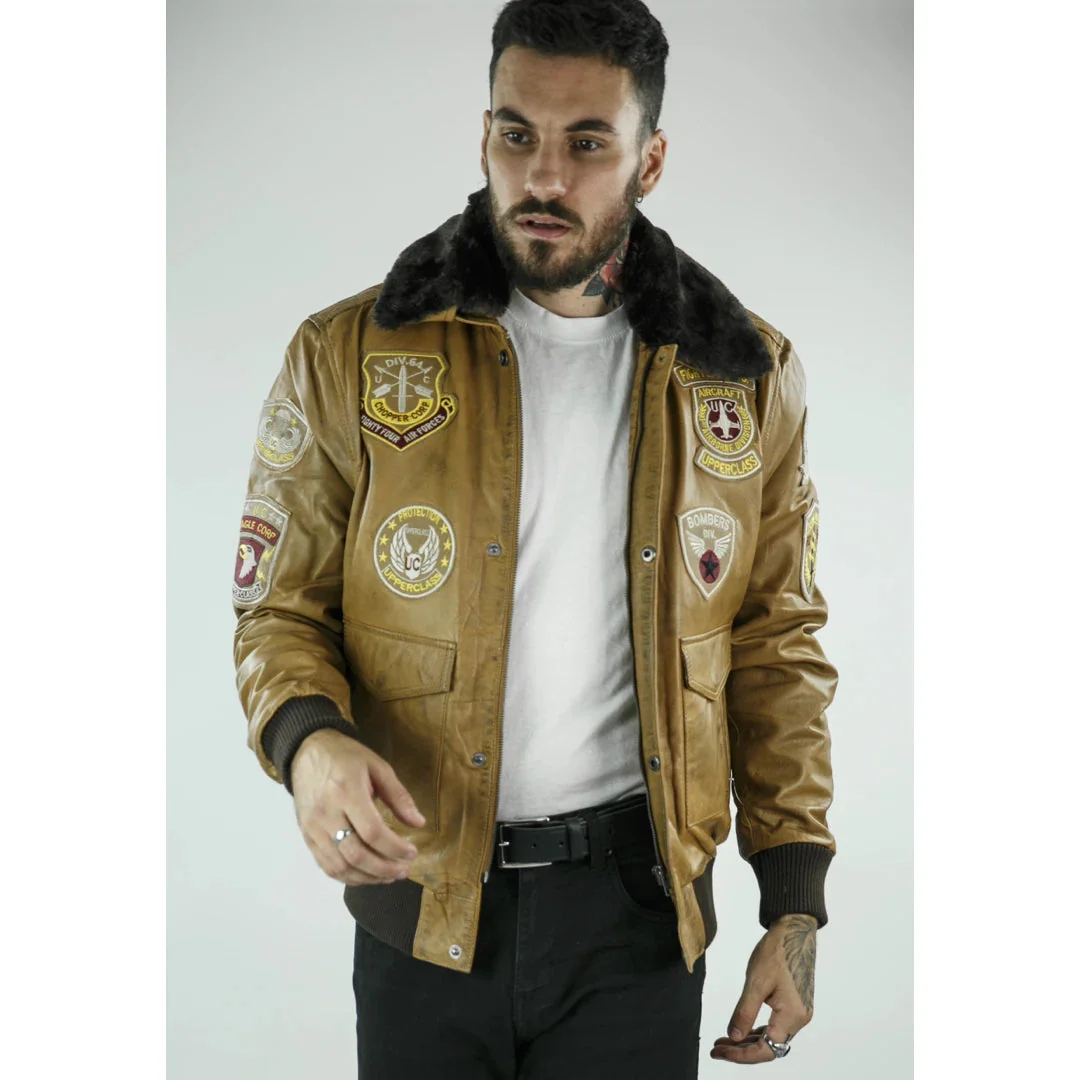 Tan Aviator Jacket Mens