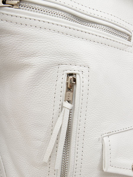 White Leather Biker Jacket Womens