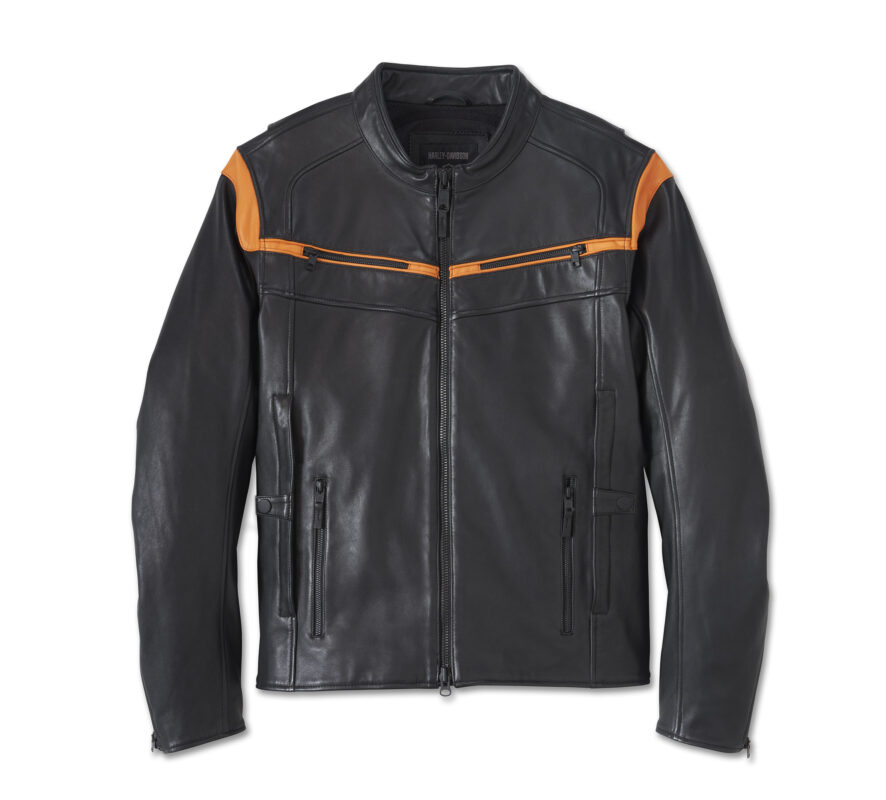 Men's Capitol Triple Vent System 2.0 Leather Jacket - Harley Black & Harley Orange