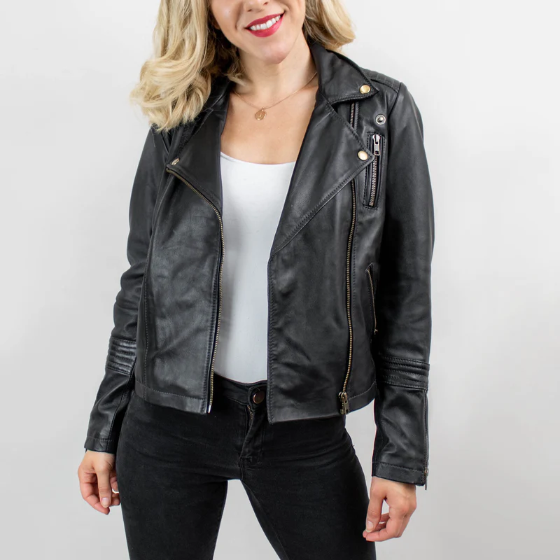 Ladies Leather Motorcycle Jacket