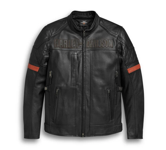 Men's Vanocker Waterproof H-D Triple Vent System Leather Jacket