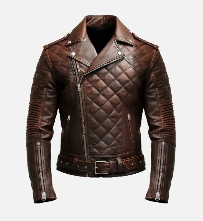 Leather Jacket Motorcycle Brown