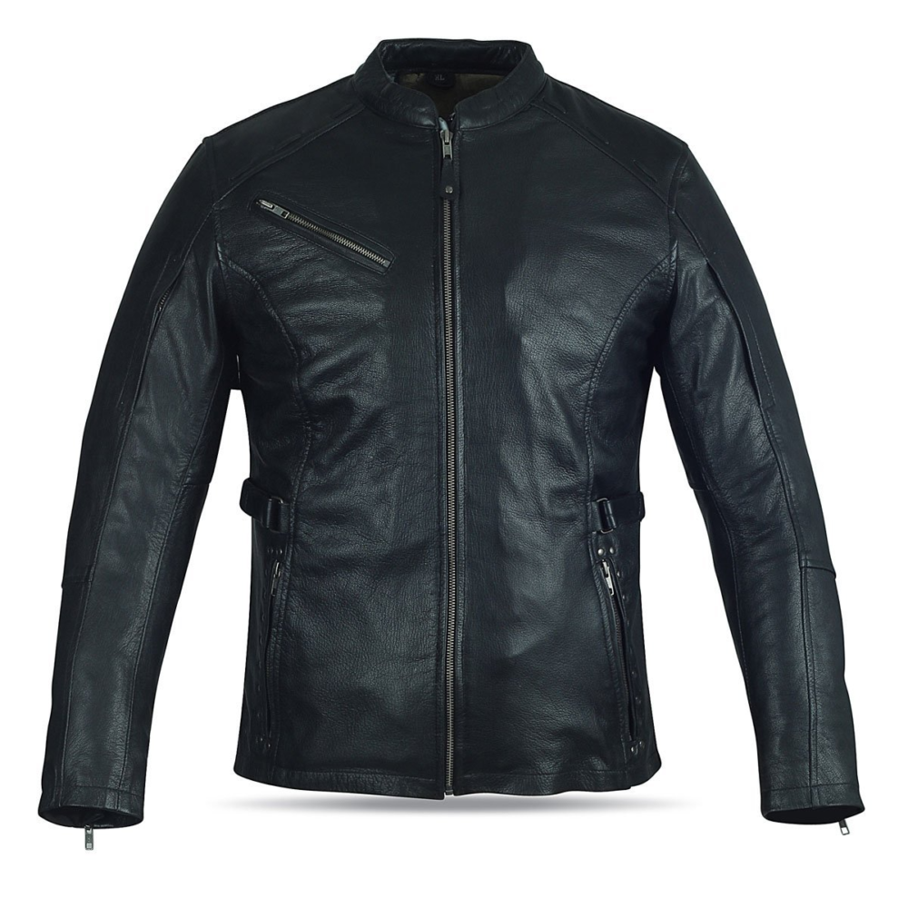 Motorcycle High Mileage Ladies Black Fringe and Rivet Leather Jacket